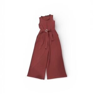 Romeo & Juliet Couture Sleeveless Belted Jumpsuit in Brick Red
